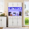 Küchenschrank mit LED-Beleuchtung, 100x40x180 cm, 3 Schubladen & USB-Anschluss, Weiß Bild 3