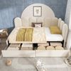 Polsterbett 90×190 cm mit 2 Schubladen, daybedartiges Design, Beige, ohne Matratze Bild 3