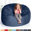 Grean Bean® Jumbo Max Riesensitzsack mit Memory-Schaum Flockenfüllung – Sitzsack XXL aus flauschigem Velours in 4ft (120x70cm) Dunkelblau – Indoor Lounge-Sitzsack waschbar & gemütlich Bild 4
