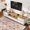 TV-Lowboard 175 cm in Weiß und Holzoptik, modernes TV-Gerätemöbel mit 4 Türen und 2 offenen Fächern Bild 3