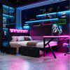 REDOM Hochbett Gaming-Plattformbett (LED-Schreibtisch,zwei Schubladen, Schwarz, 1-St, 253 × 145 × 111 cm) Bild 4
