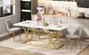 Esstisch 200x80x76 cm für 8-10 Personen, moderne Marmoroptik, wasserfest, goldene Metallbeine Bild 2