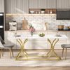 Esstisch 200x80x76 cm für 8-10 Personen, moderne Marmoroptik, wasserfest, goldene Metallbeine Bild 4