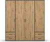 rauch Kleiderschrank; Drehtürenschrank VOYAGER, 4-türig, 4 Schubkästen, Eiche Artisan/Graumetallic, 187x194x53xcm Bild 2