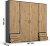 rauch Kleiderschrank; Drehtürenschrank VOYAGER, 4-türig, 4 Schubkästen, Eiche Artisan/Graumetallic, 187x194x53xcm Bild 4
