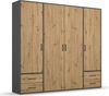 rauch Kleiderschrank; Drehtürenschrank VOYAGER, 4-türig, 4 Schubkästen, Eiche Artisan/Graumetallic, 187x194x53xcm Bild 3