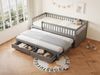 Schlafsofa, Vollverkleidetes Sicherheitsgitter, Ausziehbares Bett mit 2 Schubladen darunter, Mit Lattenrost, Kinderbett Jugendbett Gästebett Erwachsene, Massivholz, Grau, 90 x 200 cm Bild 5
