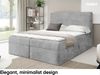 MEBLINI Boxspringbett mit Bettkasten - 180x200 - H4/Hellgrau Cordstoff - TALIA - Gepolstert Doppelbett mit Matratze und Topper - Polsterbett mit Stauraum - Bett mit Kopfteil - Stauraumbett Bild 3