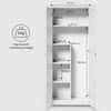 Home Collective Mehrzweckschrank Haushaltsschrank Besenschrank weiß 74cm Breite 180cm Höhe mit Einlegeböden und Extra-Fach, Schrank Organizer aus MDF Holz Bild 3