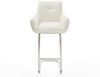 Barstuhl Nela-Flex Bouclé Soft Beige Freischwinger Flach Edelstahl Silberfarben Bild 2