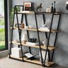 Flieks geometrisches Stehregal 158 x 35 x 166 cm, Bücherregal mit Metallrahmen, 4 Böden, 25mm MDF, Kippschutz, Eiche/Schwarz Bild 2