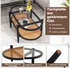 COSTWAY Couchtisch, Glas, Rattan, Holz Sofatisch mit Stauraum, 102x56x47cm Bild 4