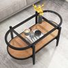 COSTWAY Couchtisch, Glas, Rattan, Holz Sofatisch mit Stauraum, 102x56x47cm Bild 2