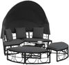 vidaXL Outdoor-Loungebett mit Dach und Kissen Schwarz Poly Rattan 4108234 Bild 4