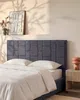 Vente-unique - HERMINE Bettkopfteil und Bettbrücke SamtStoff Grau - B 8 cm x H 110 cm x L 180 cm Bild 3