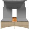 vidaXL Doppel-Sonnenliege mit Dach und Auflagen Beige Poly Rattan 365623 Bild 5