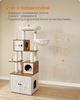 Feandrea Kratzbaum, Katzenbaum mit Katzenklo-Schrank, 185 cm hoch, Katzenkratzbaum, Kratzsäule, Plattform, waschbares Kissen, Honigbraun-Vintageweiß Bild 3