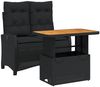 vidaXL 2-tlg. Garten-Essgruppe mit Kissen Schwarz Poly Rattan 3277394 Bild 2