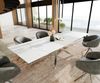 Esstisch Edge 200-300x100 Keramik Laminam®Statuarietto Weiß Kreuzgestell Rechteck Edelstahl ausziehbar Bild 2
