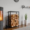 Kaminholzregal innen Metall SATLO - für Feuerholz Brennholzregal innen Kaminholzständer Kaminholzhalter Feuerholzregal InnenSchwarz, 25x60x100cm Bild 3