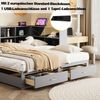 Massivholzsofa, Mit ausziehbarem Bett Staufach Euro-Steckdose Schubladen Lattenrost multifunktional, Massivholz, Grau, 90/180x190cm Bild 4