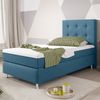 Boxspringbett Köln Plus 90x200 cm Webstoff Blau mit Topper-Optik Bild 2