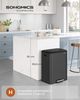 SONGMICS Mülleimer Küche, Mülltrennsystem 2 x 30 L, 2 Fächer für Recycling und Restmüll, Abfalleimer, Inneneimer, Edelstahl, Softclose-Deckel, breites robustes Peda Bild 2