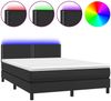 vidaXL Boxspringbett mit Matratze & LED Schwarz 140x190 cm Kunstleder 3134159 Bild 2