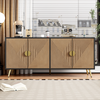 Sideboard, MDF/PB mit 4 Türen & Soft-Close, 160x40x75 cm, Schwarz/Holzfarben Bild 3