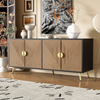 Sideboard, MDF/PB mit 4 Türen & Soft-Close, 160x40x75 cm, Schwarz/Holzfarben Bild 2
