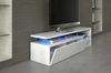 Dmora Amiuty TV-Ständer, Wohnzimmer-Buffet, Sideboard für Wohnzimmer-Fernseher mit 1 Tür, TV-Ständer mit LED-Licht, 150 x 41 x 50 cm, glänzend weiß Bild 2