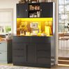 Hochschrank aus MDF mit LED-Beleuchtung & 8 Schubladen, 120 x 40 x 183,5 cm, Schwarz Bild 3