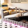 Merax Einzelbett, Polsterbett Schlafsofa 90 × 200 cm, Mit Hydraulischem Stauraum, Holzregal, LED-Lichtleiste, Steckdose, USB- und Typ-C-Ladeanschlüssen, Samt, Hellgrau Bild 5