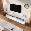 TV-Lowboard, Spanplatte in Hochglanz Weiß & Holzoptik mit LED-Beleuchtung, 170x36x38 cm, Weiß Bild 3