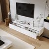 TV-Lowboard, Spanplatte in Hochglanz Weiß & Holzoptik mit LED-Beleuchtung, 170x36x38 cm, Weiß Bild 4