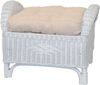 Rattanhocker, Fußhocker, handgeflochten, mit Kissenauflage, weiß Bild 2