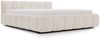 GRAINGOLD Cloud Low Bett 140x200, Polsterbett mit Bettkasten und Lattenrost, Velour-Stoff, Beige Bild 2