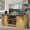 TV-Schrank 150 x 40 x 60 cm aus Spanplatte in Braun mit Schiebetüren & höhenverstellbaren Regalen Bild 3