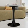 Couchtisch H 72 x T 70 x B 70 cm, rund, schwarze Gestelloptik mit Tischplatte in Weiß-Schwarz in Marmoroptik Bild 2