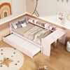 Merax 90*200cm, Flachbett, mit ausziehbarem Bett, mit Schreibtisch, drei Regale an der Seite des Bettes, Rosa Bild 3