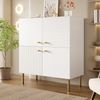 Modernes weißes Sideboard aus MDF mit Zinklegierung-Griffen & Stahlbeinen – Stilvolles Aufbewahrungsmöbel für Wohnzimmer, Schlafzimmer & Flur Bild 2