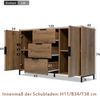 Kommode 120 x 40 x 76 cm in Dunkle Eiche mit 2 Türen, 3 Schubladen und verstellbarem Einlegeboden Bild 5