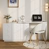 Schreibtisch mit drehbarer Tischplatte & Stauraumschrank, MDF, Weiß Bild 5