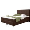 Boxspringbett KN0026 140x200 cm Webstoff Braun mit Topper-Optik Bild 1