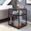 Nachttisch Sheesham Massivholz / Metall 40 x 50 x 35 cm Beistelltisch Hoch, Design Nachtkonsole Boxspringbett mit Ablage, Industrial Wohnzimmertisch Hoch mit Stauraum Bild 2