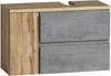 Waschbeckenunterschrank >Paris< in Betongrau, Wotaneiche, MDF - 85x54x35 (BxHxT) Bild 2