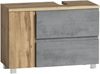 Waschbeckenunterschrank >Paris< in Betongrau, Wotaneiche, MDF - 85x54x35 (BxHxT) Bild 3
