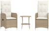 vidaXL Gartensessel 2 Stk. Verstellbar mit Tisch Beige Poly Rattan 365693 Bild 2