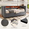 Multifunktionales Schlafsofa, Ausziehbares Bett, USB-Type-C-Anschluss, LED-Ambiente, Samtbezug & Stauraum, Gray, 90 x 190 cm Bild 5