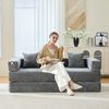 Modulares Sofa aus Chenille mit Seitentaschen, 198 x 79 x 60 cm, Dunkelgrau Bild 5